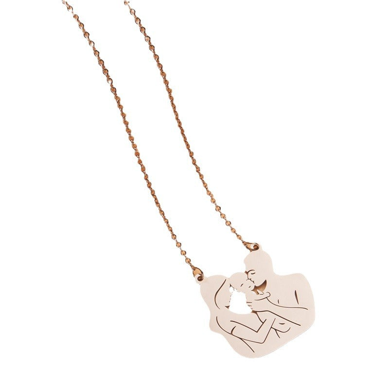 Natural Minimalist Geometric Pendant Necklace in Stainless Steel with Gold and Silver Plating for Unisex
