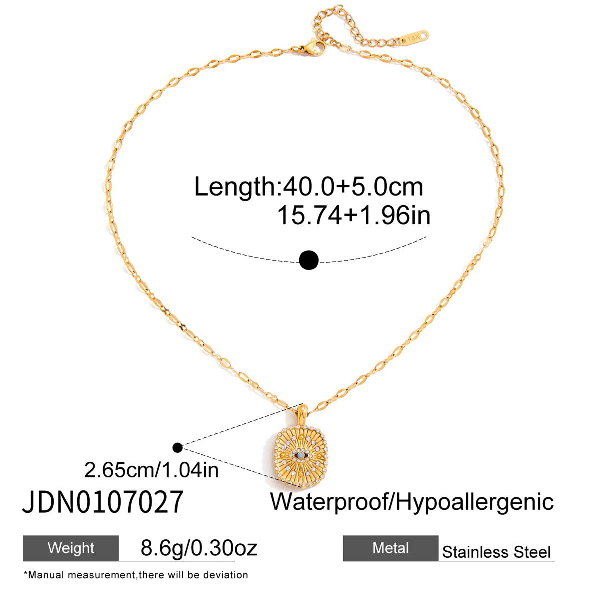 Collana con ciondolo geometrico minimalista in acciaio al titanio con finitura placcata da donna, catena maglione lusso leggero