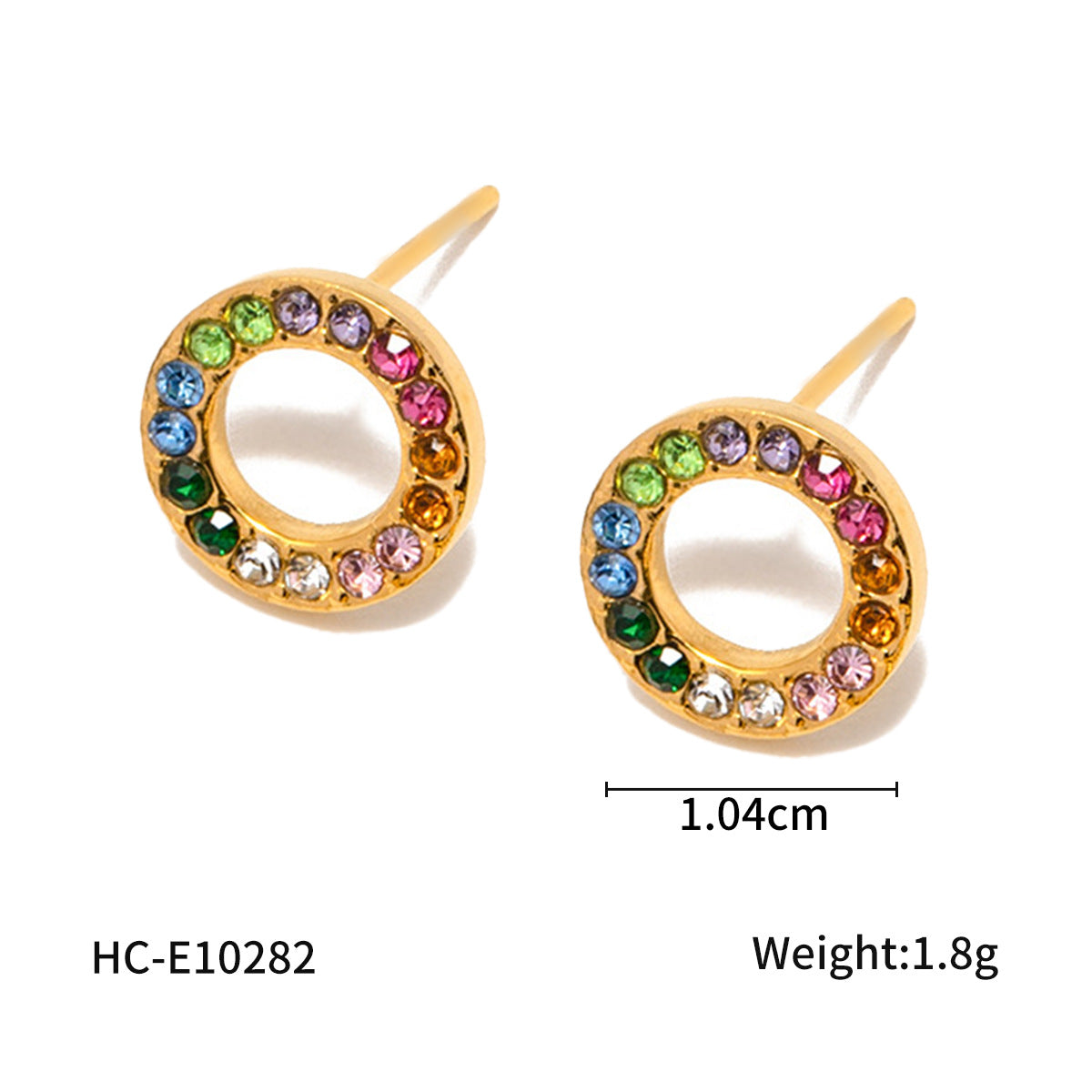 Collana Geometrica da Donna in Acciaio Inossidabile Placcato Oro 18K Stile Ins con Zirconi Colorati