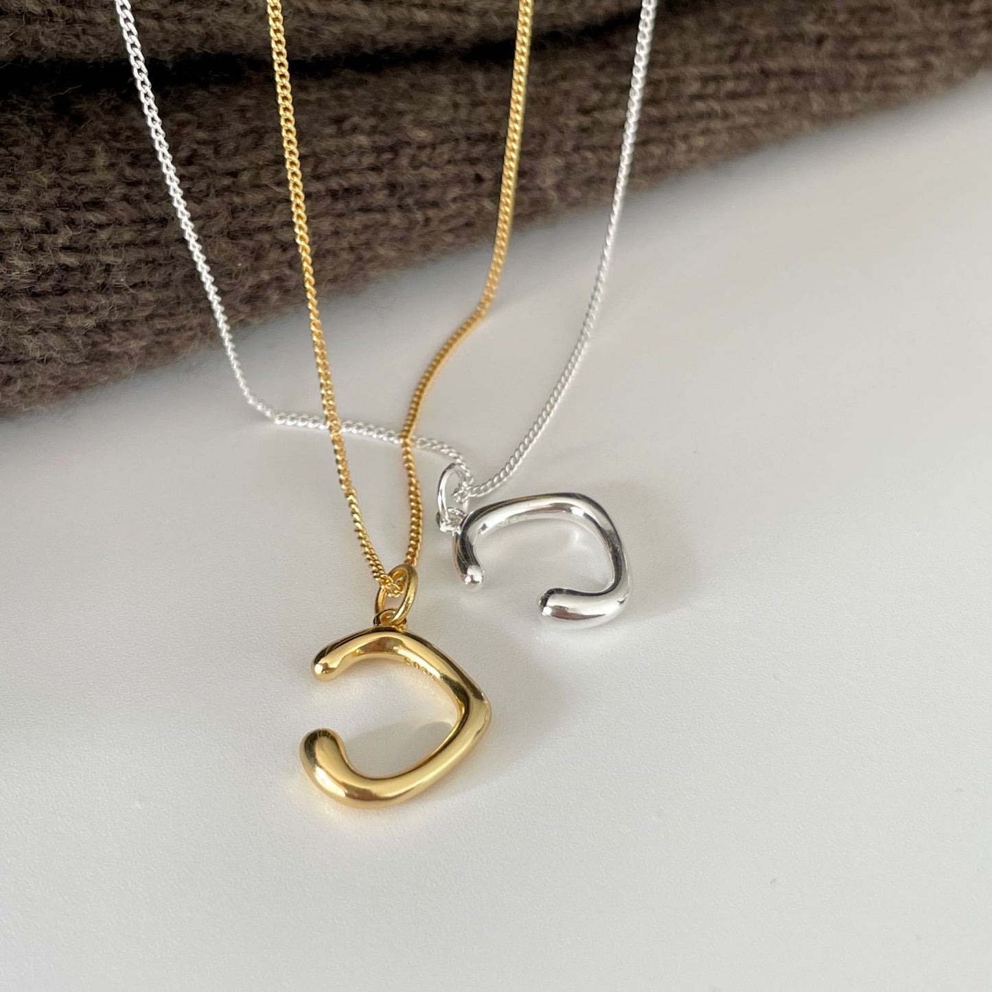 Minimalist Sweet 925 Sterling Silver Oval Geometric Ball Chain Necklace Irregular Design