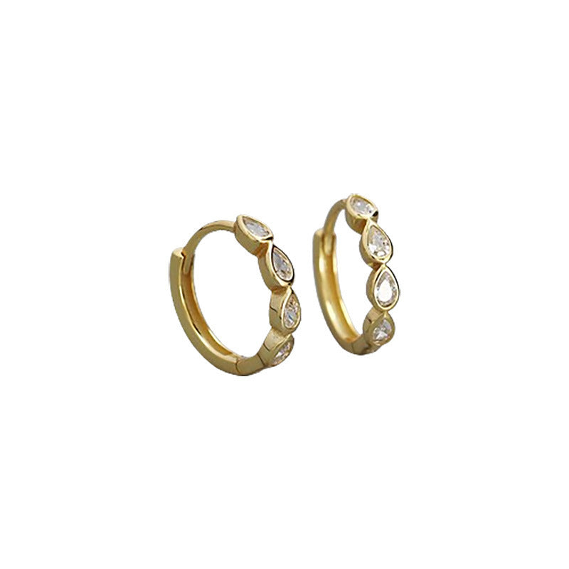 Orecchini a Cerchio Geometrici a Goccia in Elegante Argento Sterling 925 con Intarsio in Zirconi Cubici