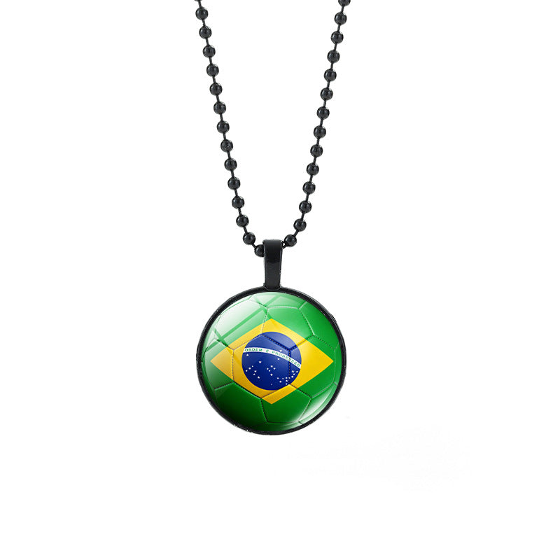 Collana Unisex Casual con Pendente Rotondo Geometrico di Cristallo e Catena a Sfera Placcata in Lega