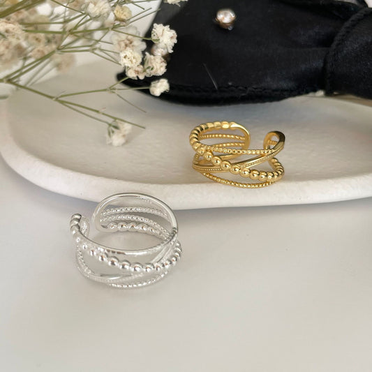 Minimalist French Style Heart-Shaped 925 Sterling Silver Stackable Ring for Women with Geometric Line Design