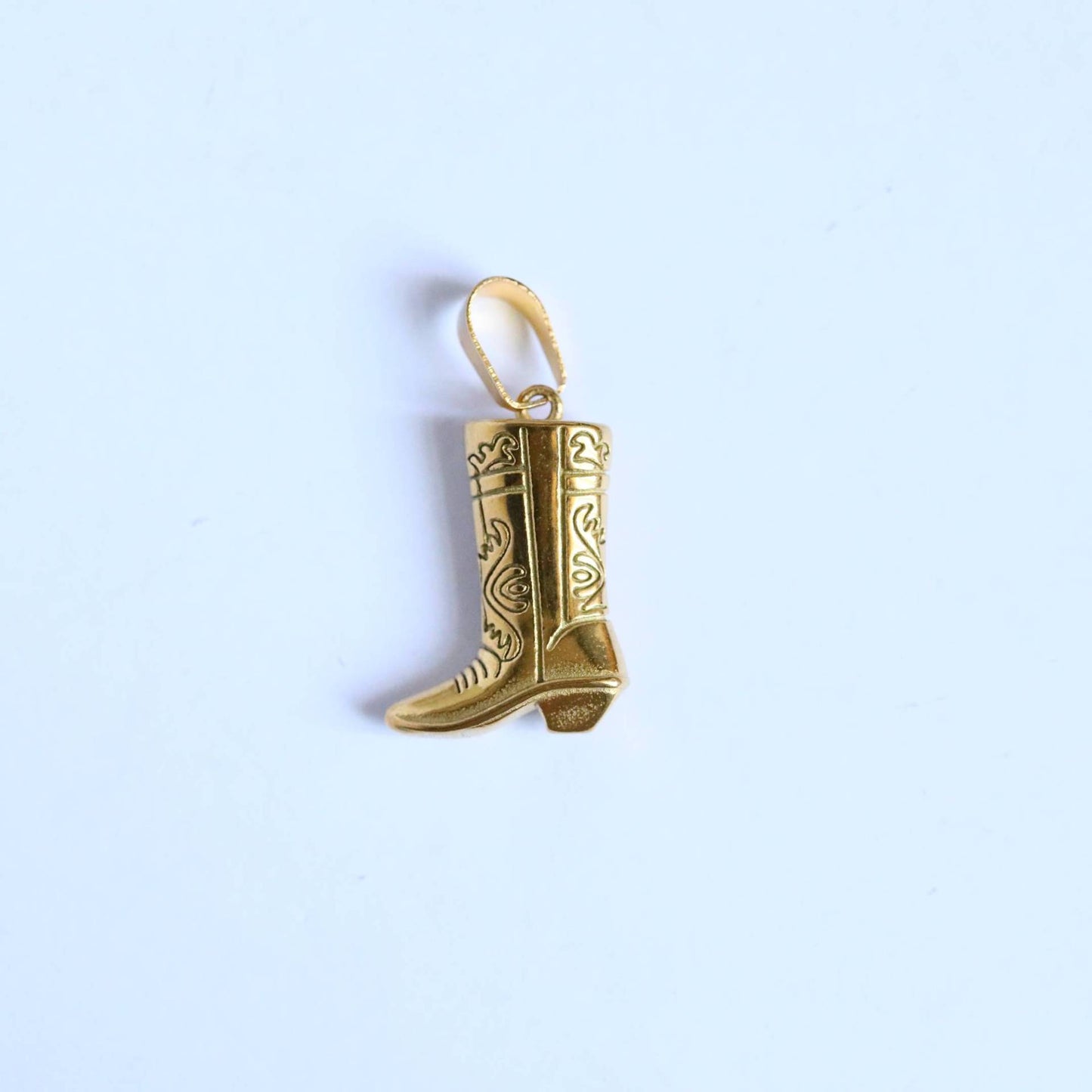 Vintage 18K Gold Plated Stainless Steel Boot Horseshoe Charm Bar PVD