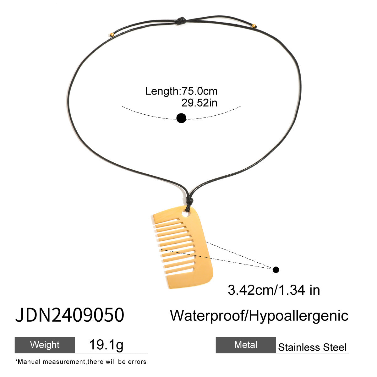 Luxury Stainless Steel Comb Pendant Necklace Plated Women's Daily Fashion Chain