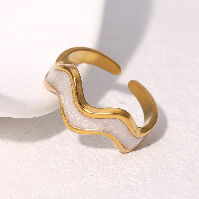 Anello aperto geometrico minimalista vintage francese, gioielli da donna in acciaio inossidabile placcato oro 18 carati