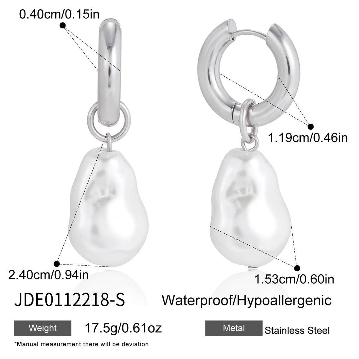 Elegant Geometric Stainless Steel Plated Pearl Earrings for Women