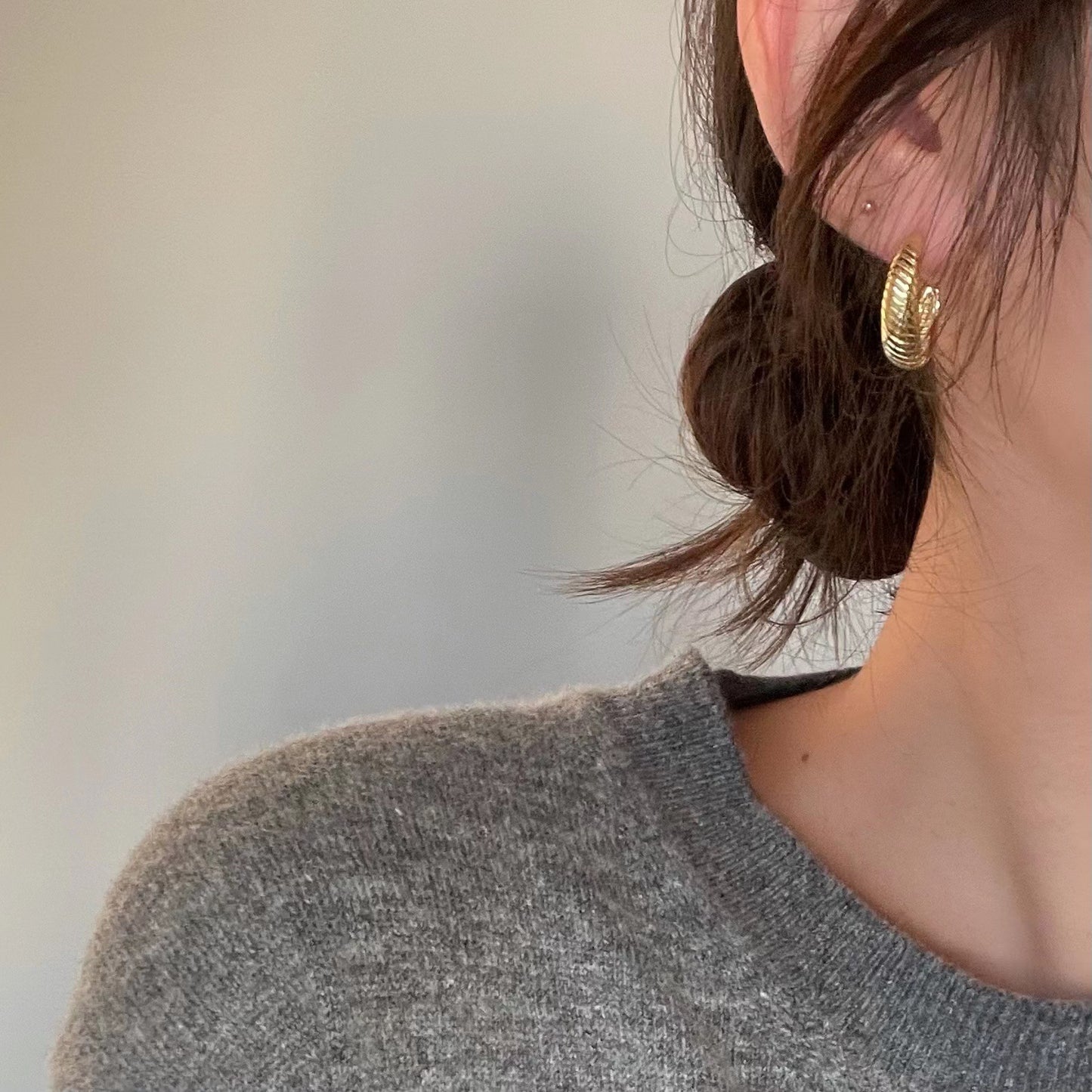 Orecchini a cerchio placcati in argento sterling 925, dal design geometrico, vintage e minimalista, da donna