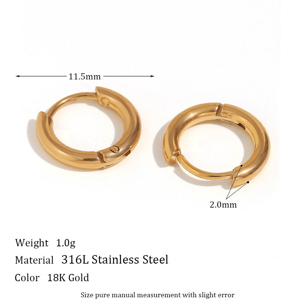 Minimalist Geometric Stainless Steel Ear Cuffs with 18K Gold Plating for Women