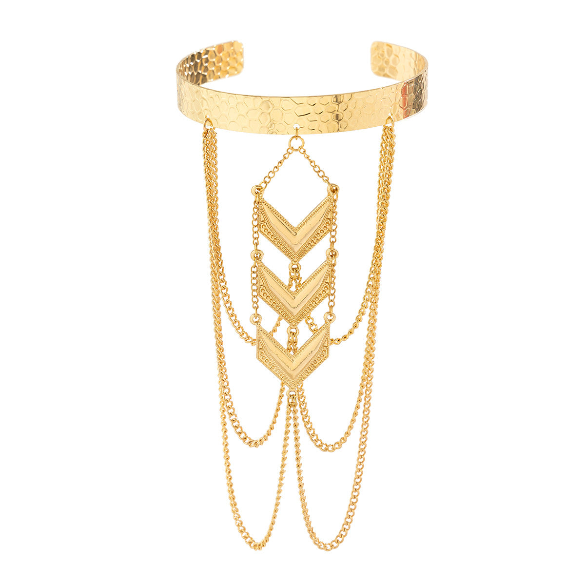 Bracciale a Polsino Bohemien Minimalista con Freccia e Nappa da Donna con Finitura in Lega Placcata e Design Aperto Regolabile