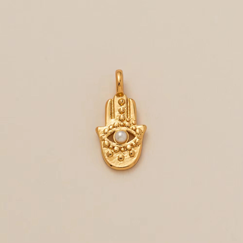 Vintage 18K Gold Plated Stainless Steel Star Eye Charm Bar