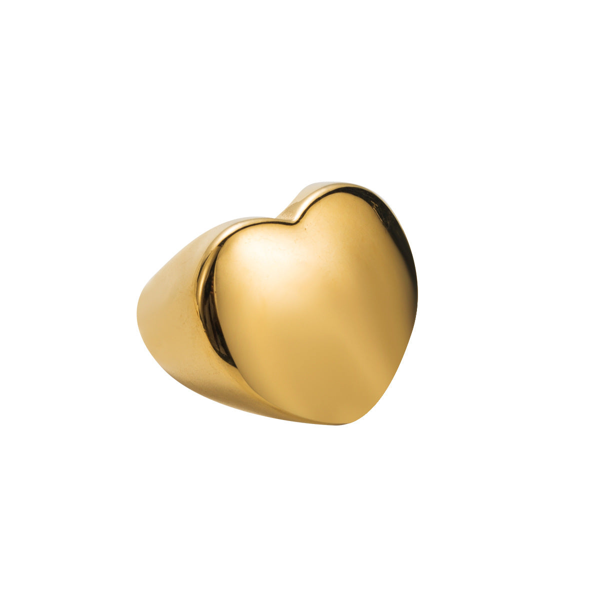 Sweet Cool Geometric Heart Wide Face 18K Gold Plated Stainless Steel Ring for Women