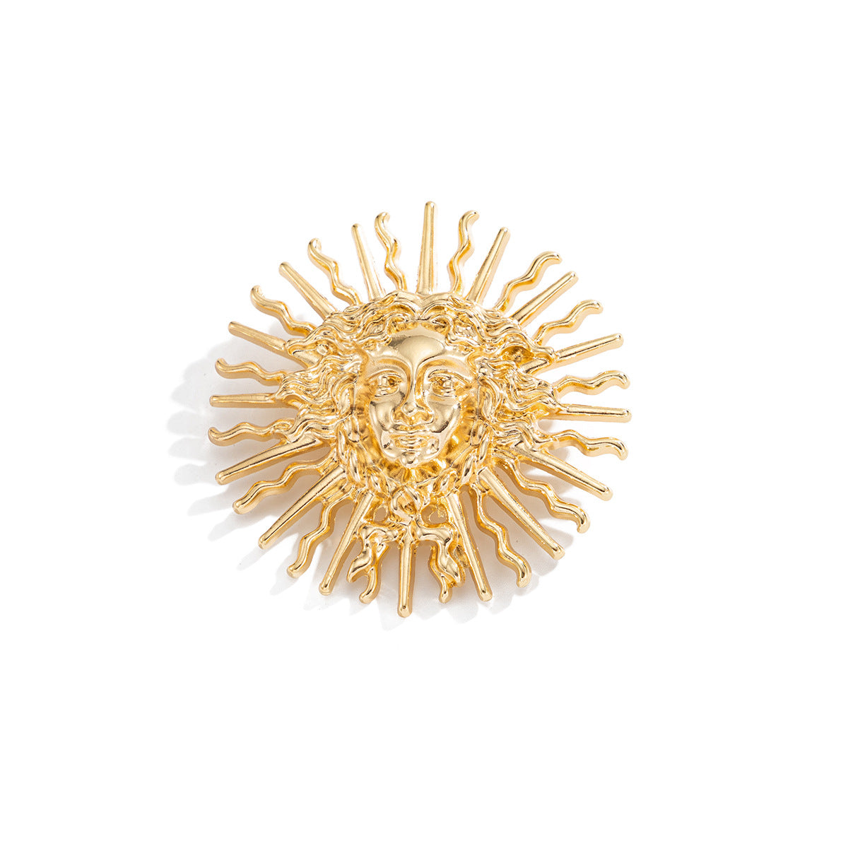 Creative Geometric Sun Goddess Relief Brooch Zinc Alloy Plated Pin for Women DIY Charm Bar
