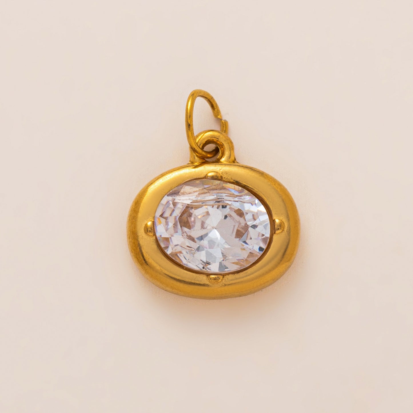 Vintage Stainless Steel PVD Gold Plated December Birthstone Pendant Charm Bar