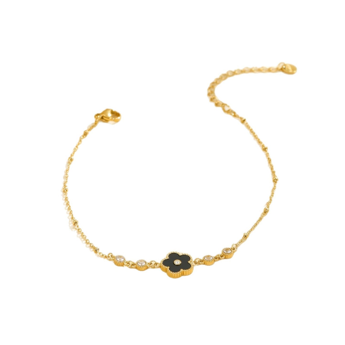 Cavigliera minimalista a cinque foglie di trifoglio in acciaio inossidabile con placcatura in oro 18K per vacanze al mare e viaggi