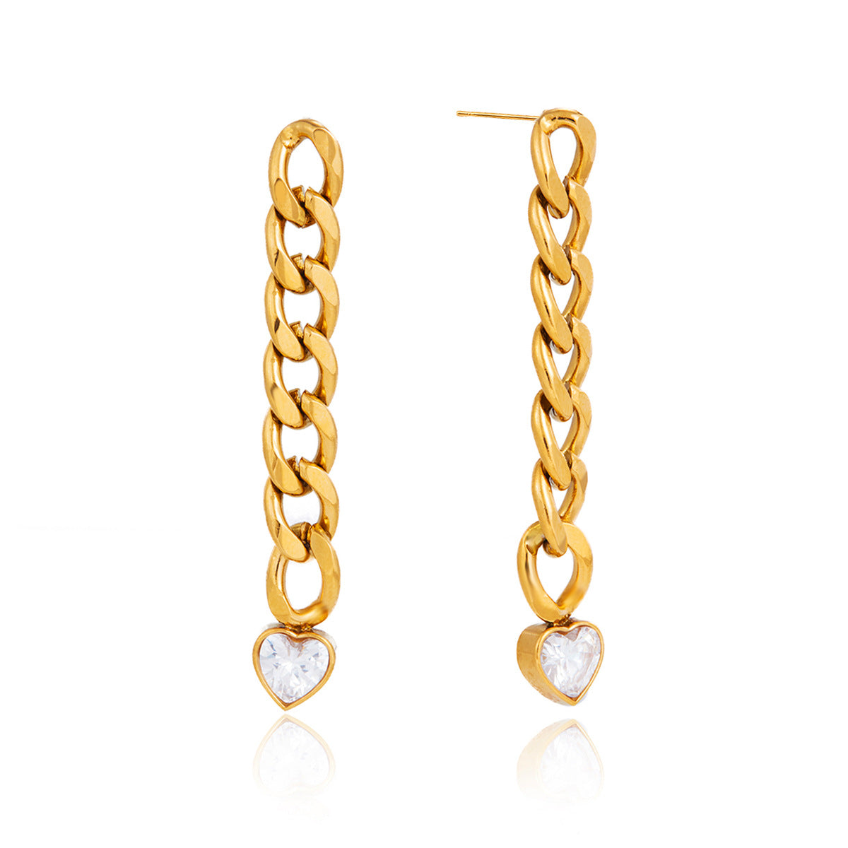 Elegant Heart Geometric PVD Stainless Steel Drop Earrings for Women