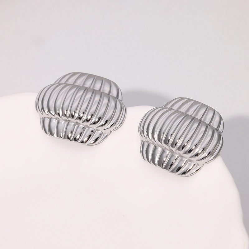 Vintage Geometric Lantern Stud Earrings 18K Gold Plated Stainless Steel Fashion Jewelry for Women