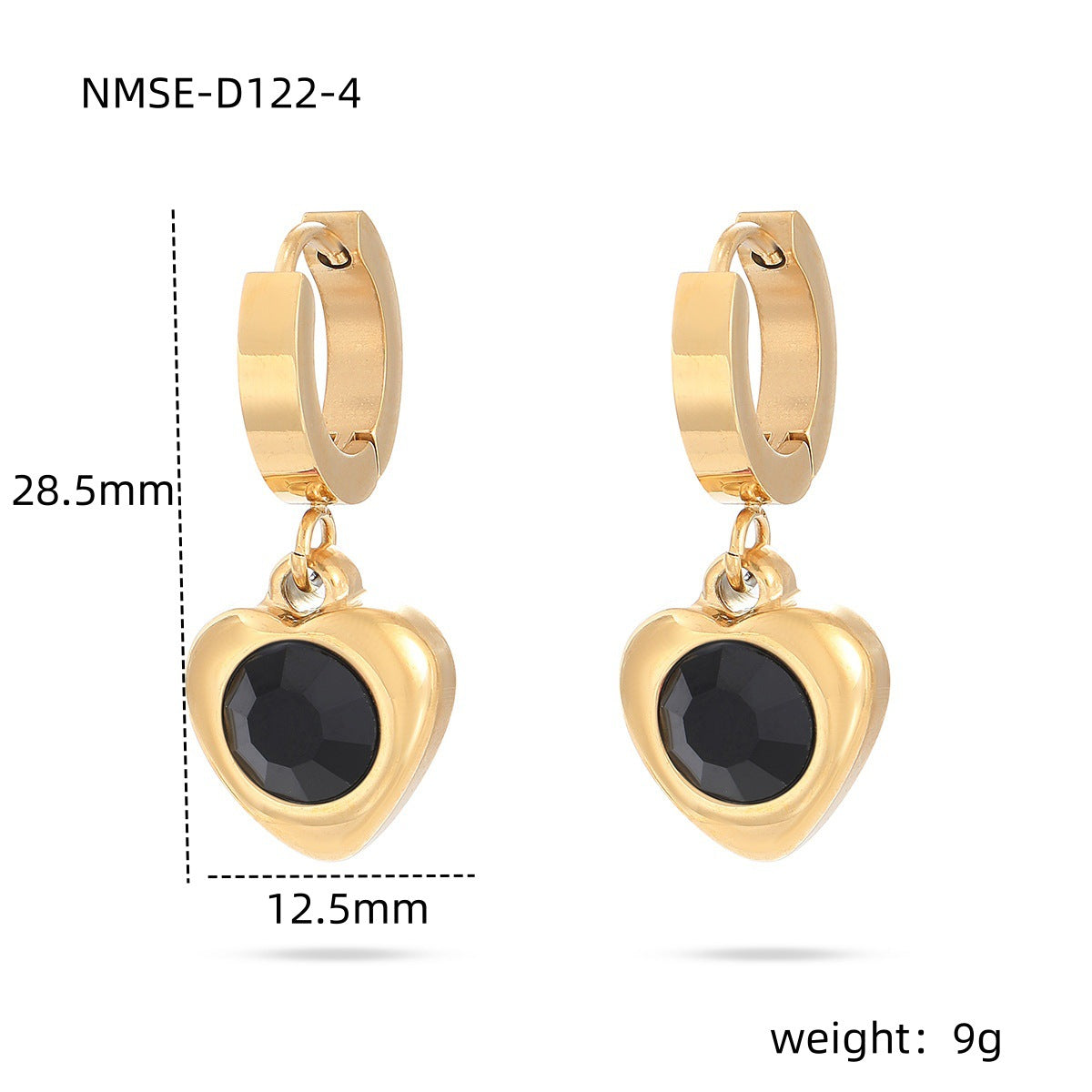 Fashion Geometric Heart 18K Gold Plated Stainless Steel Earrings for Women