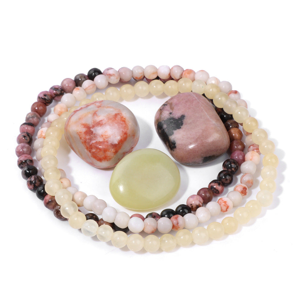 Vintage Geometric Stone Beaded Bracelet Set Unisex Meditation Raw Stone Stress Relief Hand Jewelry