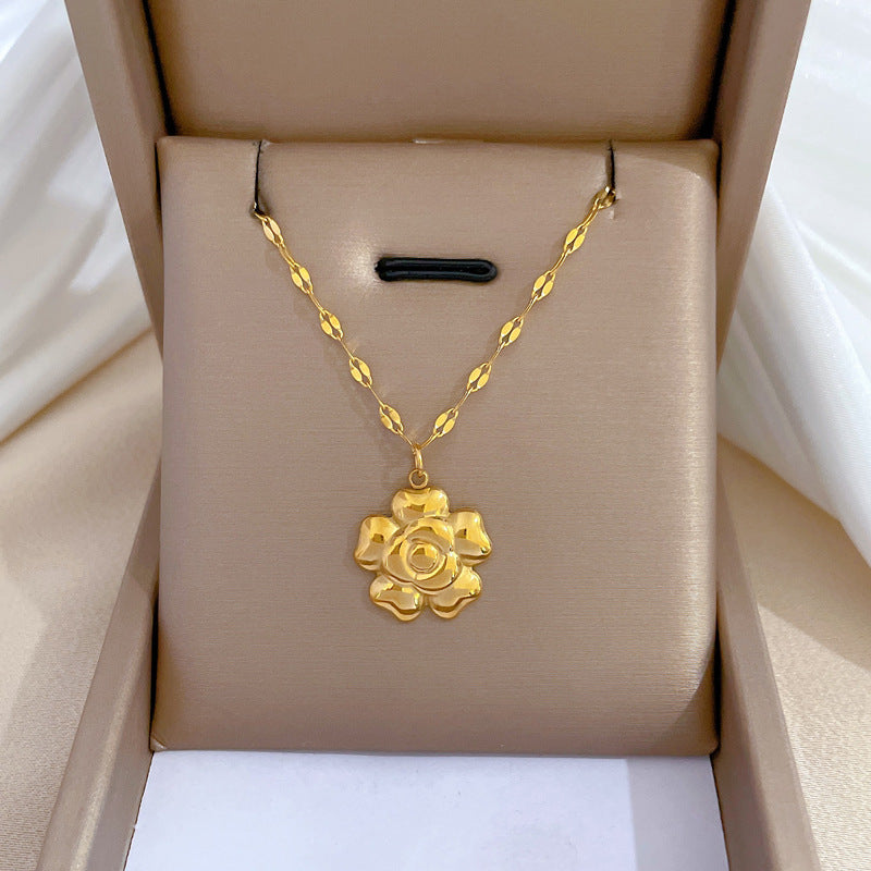 Collana Minimalista Geometrica in Acciaio Titanio Placcato per Uomo e Donna Stile Fresco e Dolce
