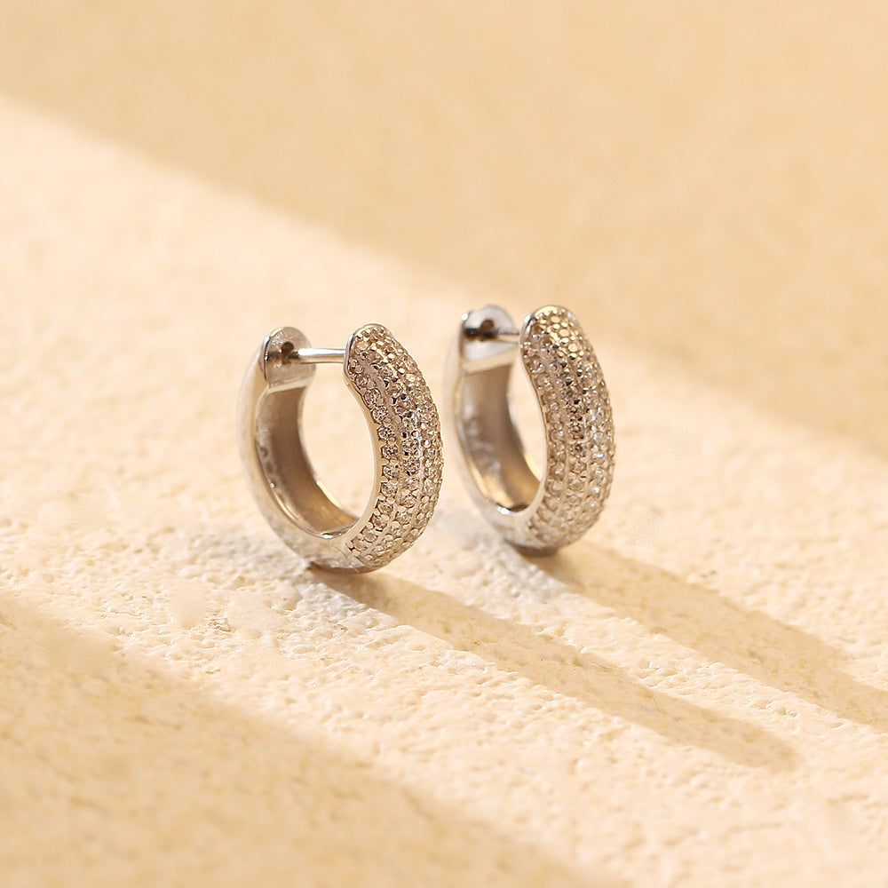 Pendientes de Plata de Ley 925 Geométricos Minimalistas con Circonitas Microengastadas para Mujer