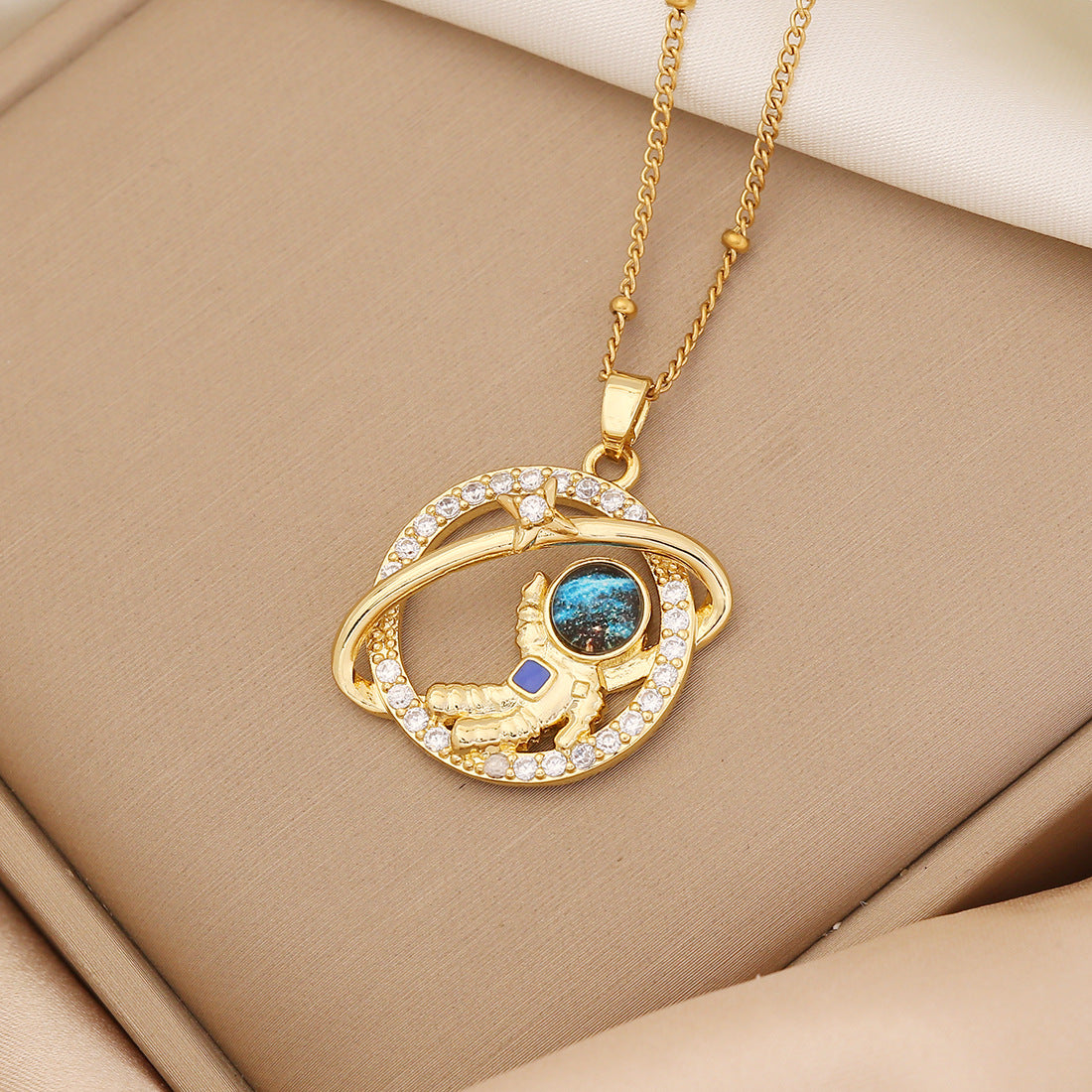 Minimalist Star and Moon Pendant Necklace with Stainless Steel Chain for Women