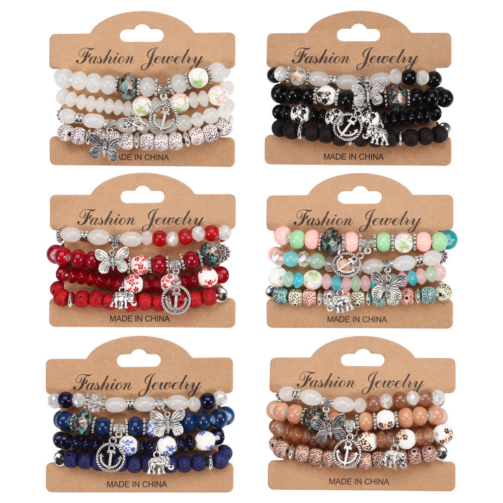 Bohemian Butterfly Floral Natural Stone Bracelet Unisex