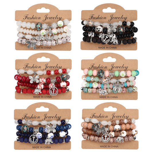 Bohemian Butterfly Floral Natural Stone Bracelet Unisex