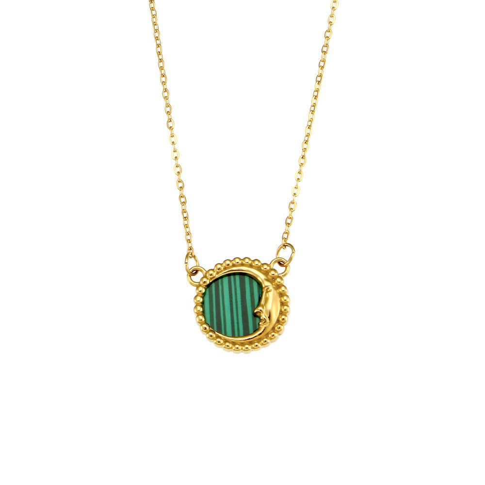 Collar con colgante minimalista de corazón de acero de titanio con chapado en oro de 18K y acabado esmaltado para mujer
