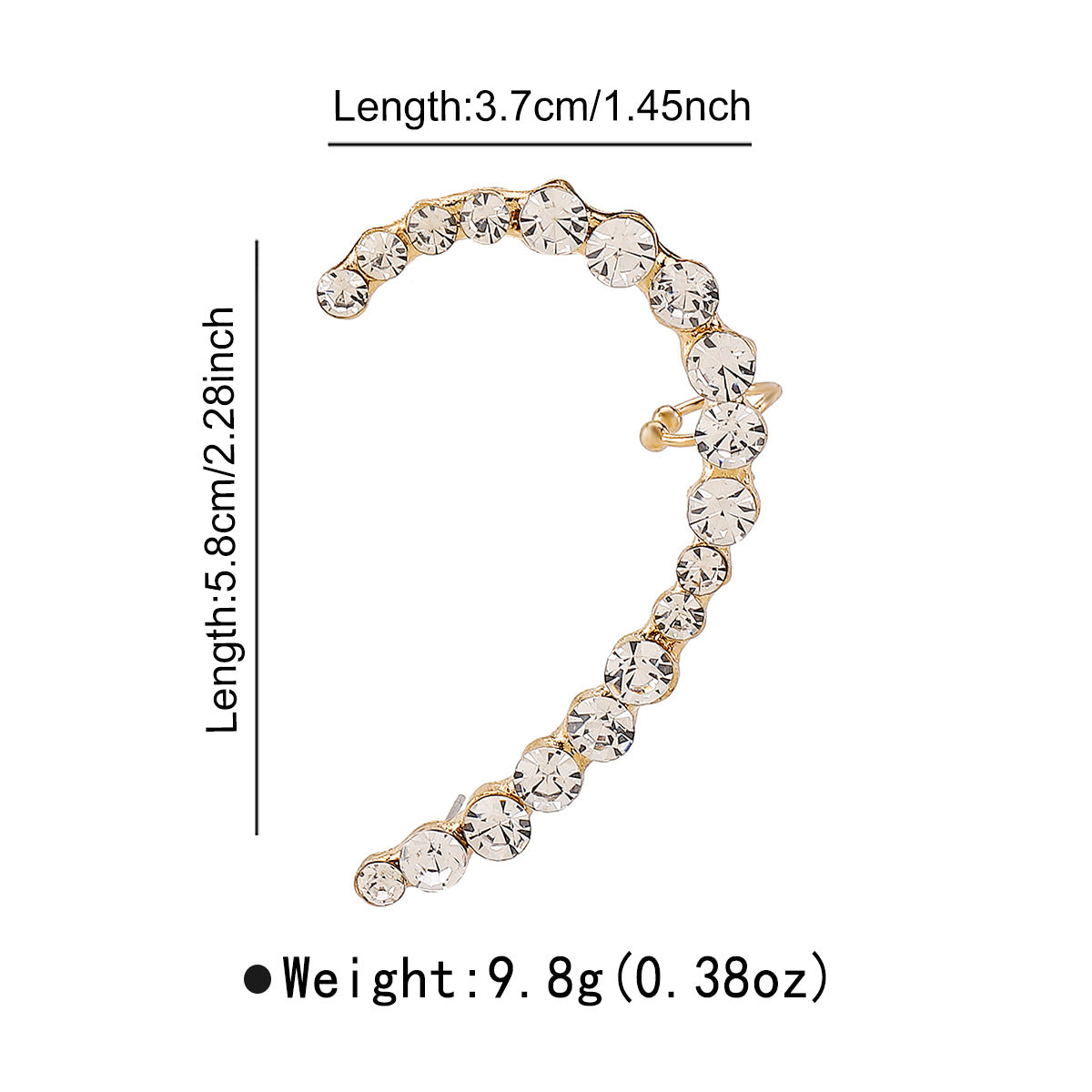 Orecchini da donna minimalisti geometrici a C in lega con intarsio di strass