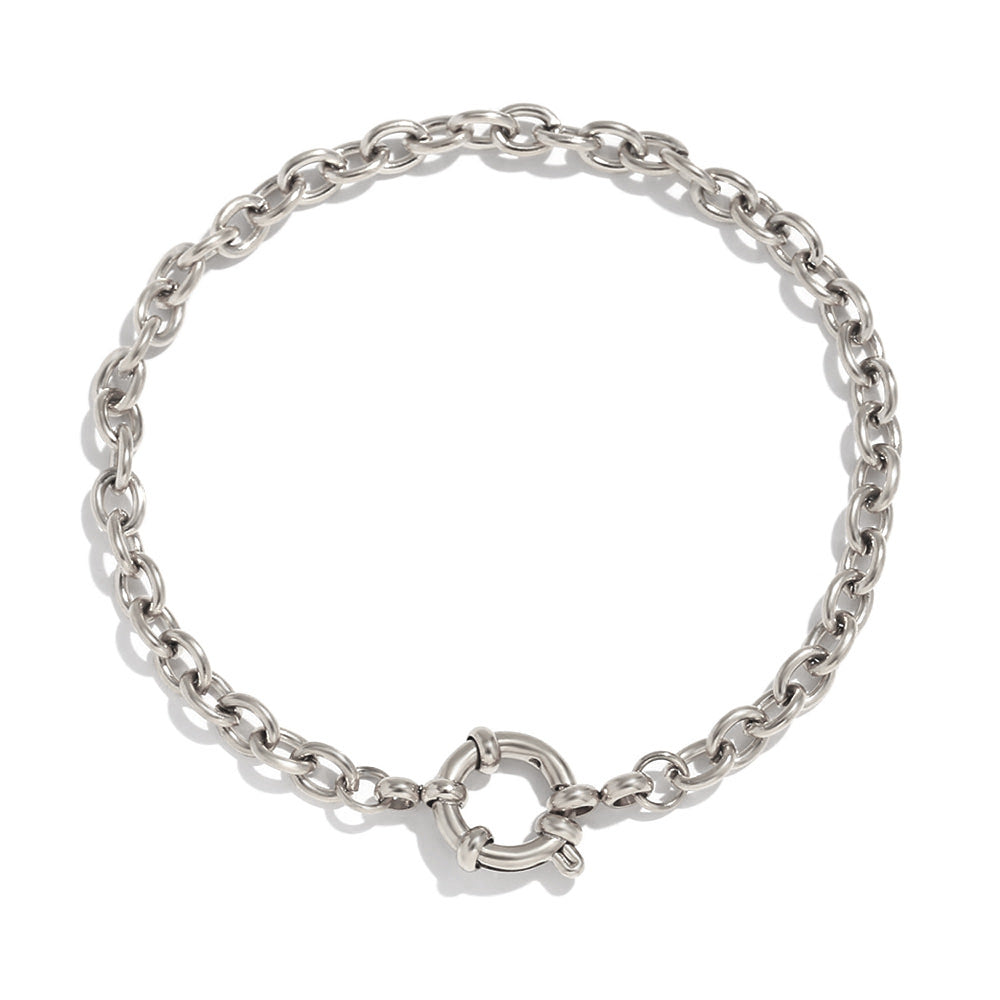 Minimalist Geometric Stainless Steel Plated 18K Gold Blade Chain Bracelet with Spring Ring Clasp
