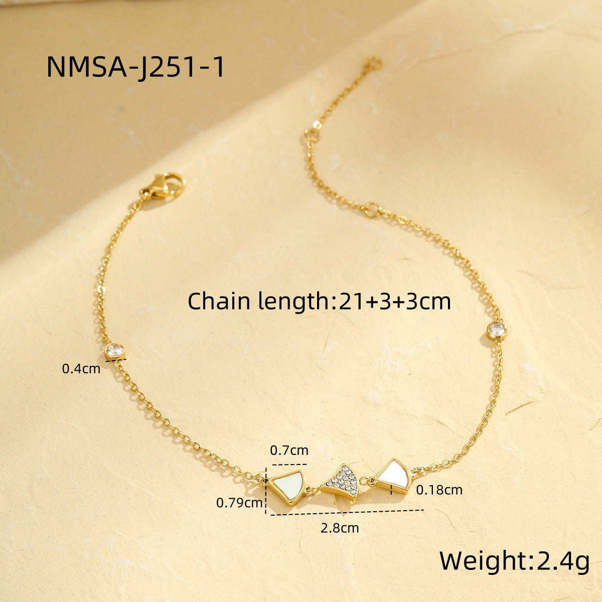 Cavigliera Minimalista in Acciaio Inossidabile Color Argento con Foglia di Ginkgo e Motivi a Cuore da Donna