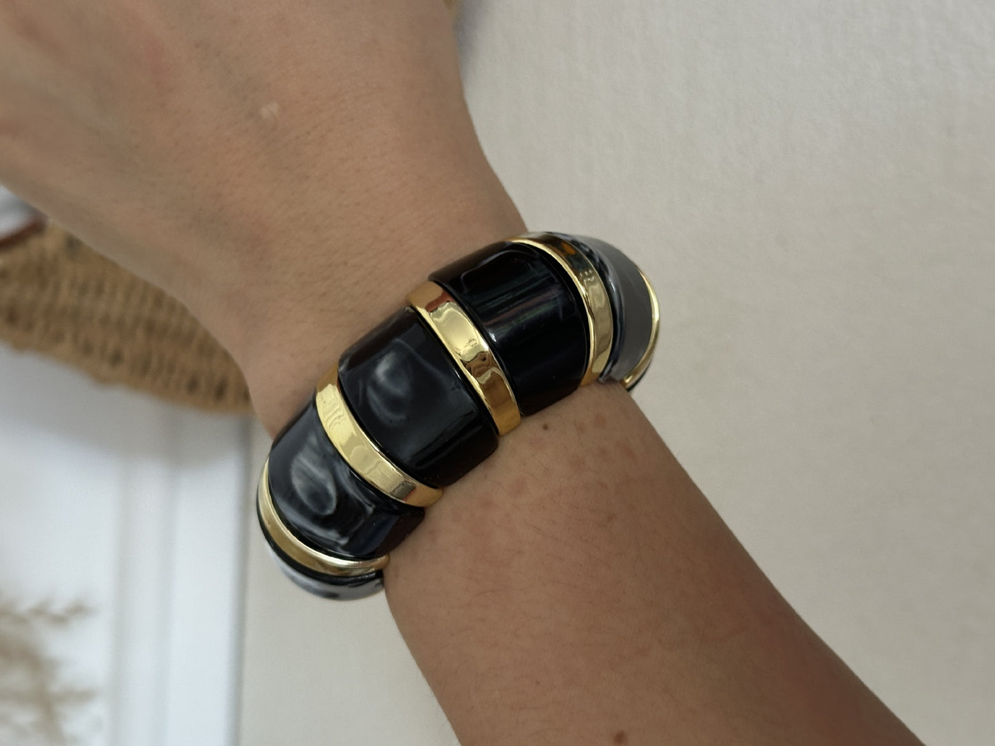 Bracciale Vintage Lusso Goccia Olio Lega Geometrica Onda Irregolare Aperto