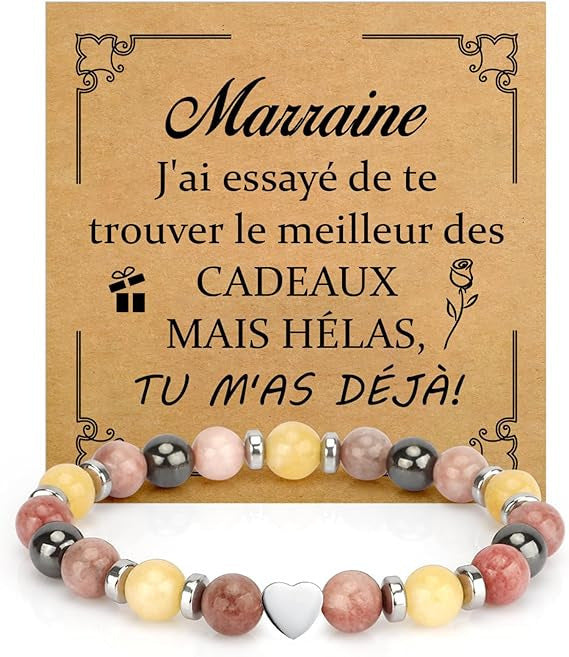 Unisex Heart Natural Stone Beaded Bracelet