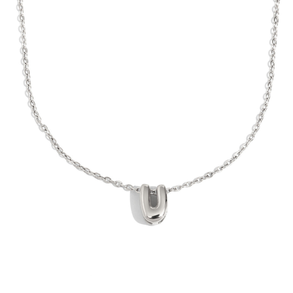 Fashionable Minimalist Letter Pendant Necklace in Stainless Steel with 18K Gold Plating for Women