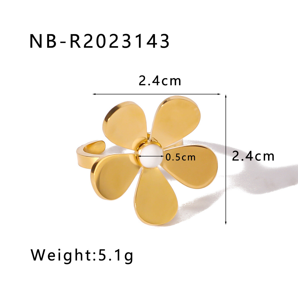 Anello da donna minimalista a forma di fiore in acciaio inossidabile con intarsio di strass e fascia regolabile