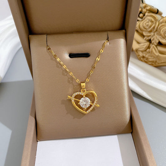 Sweet Fresh Geometric Pendant Necklace Stainless Steel Collar Chain