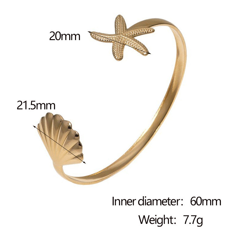 Minimalist 18K Gold Plated Stainless Steel Starfish Bracelet for Women