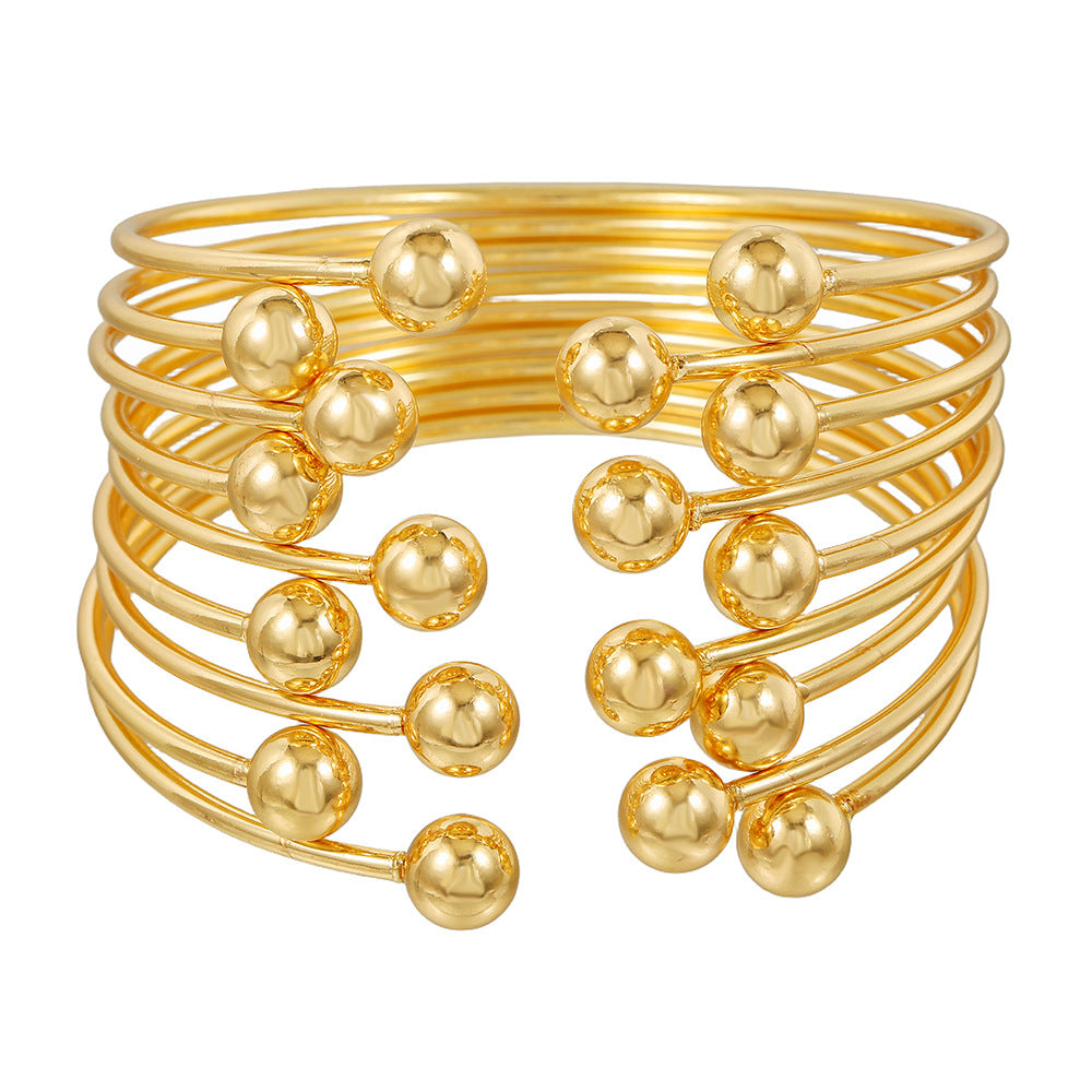 Geometric Style Gold Plated Iron Bracelet Set for Women Vintage Metal Jewelry