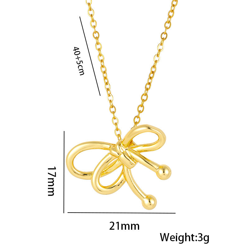 Collana di lusso in acciaio al titanio a forma di fiocco con finitura placcata oro e catena a serpente