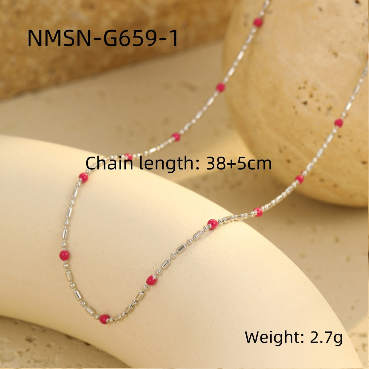 Collar Minimalista con Guardapelo de Acero de Titanio con Acabado Esmaltado y Detalle de Perla para Mujer