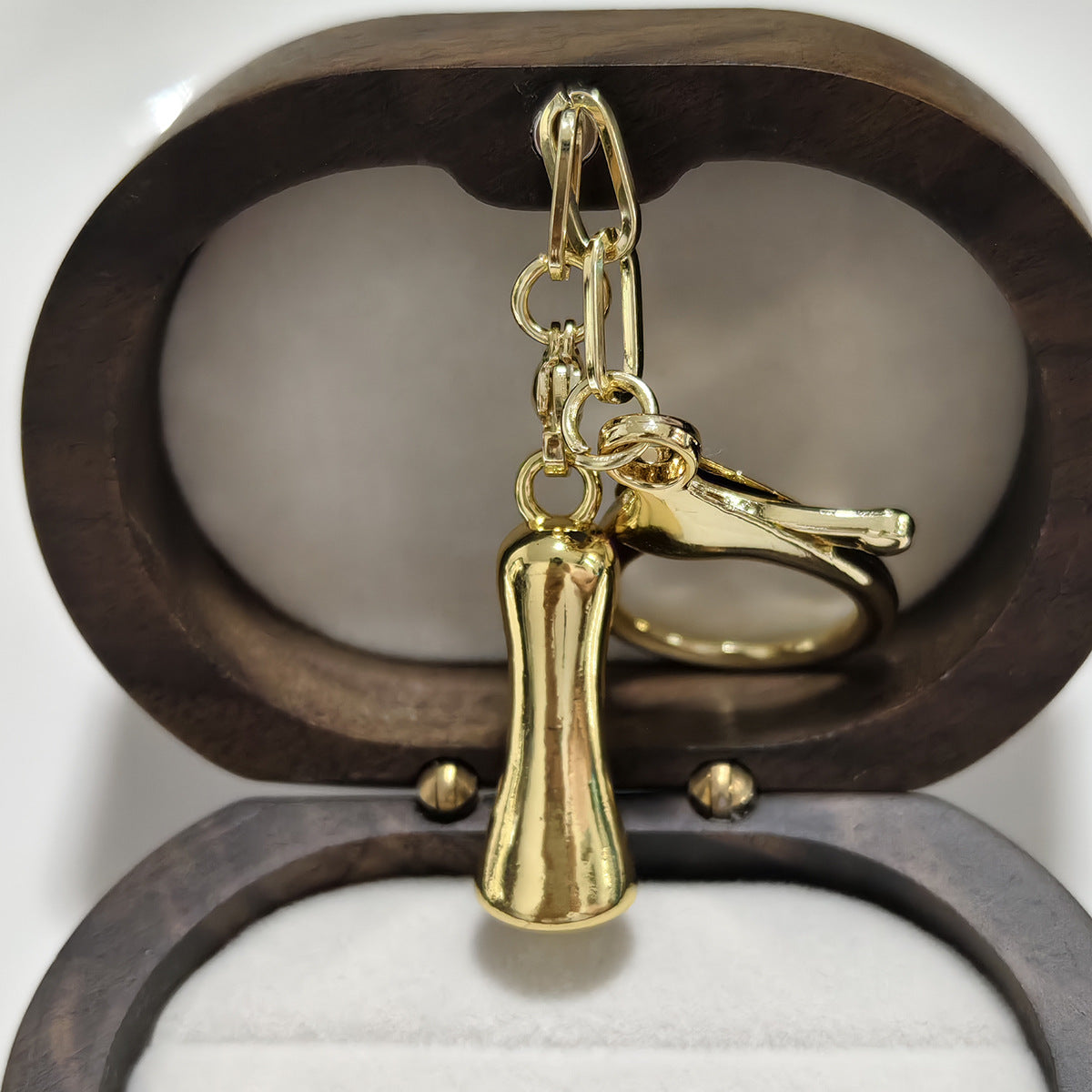 Minimalist 18K Gold Plated Letter Pendant Keychain for Brass