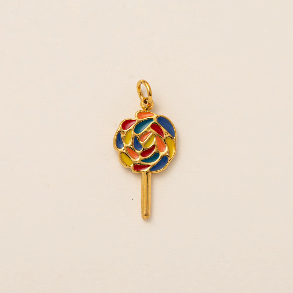 Vintage 18K Gold Plated Stainless Steel Geometric Floral Charm Bar