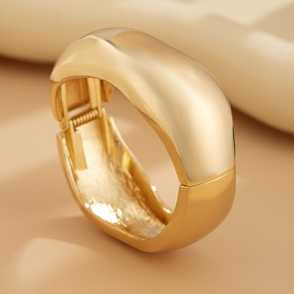 Minimalist Geometric Alloy Plated Bangle Bracelet Set Irregular Line Spring Cuff