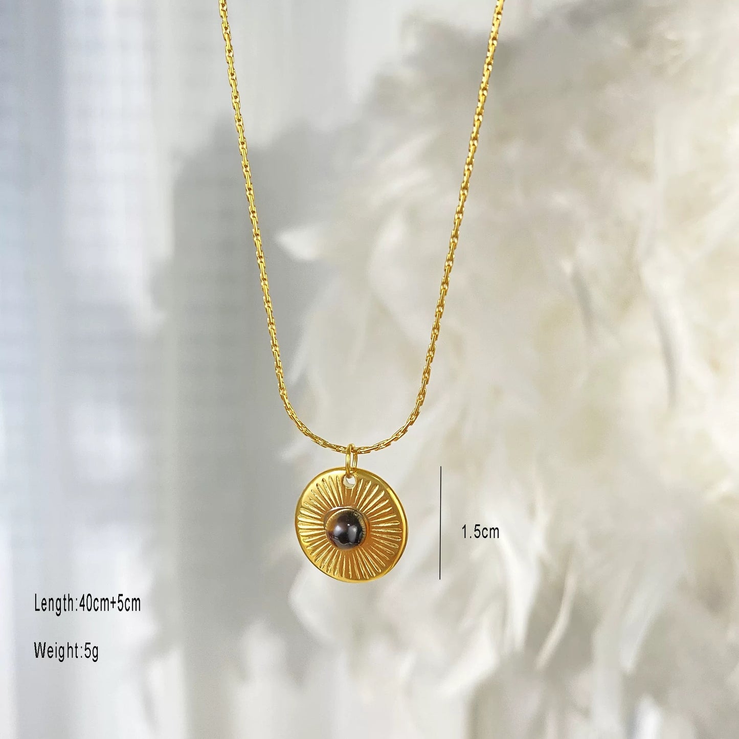 Vintage Geometric Tiger's Eye Titanium Steel Necklace for Women