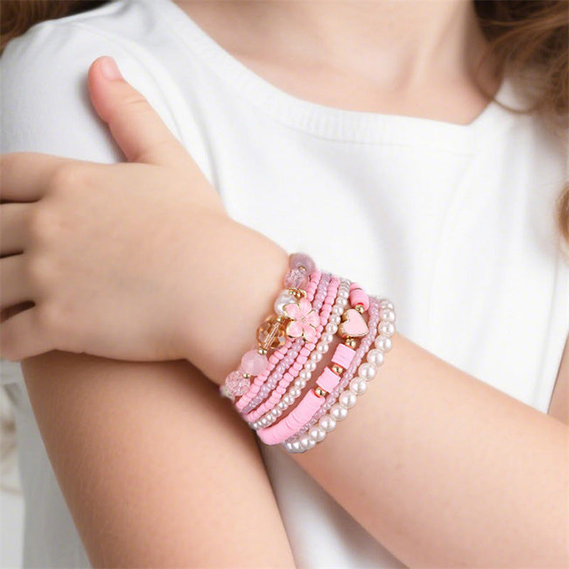 Pulsera de cuentas de resina en forma de estrella minimalista para niñas, conjunto de pulseras de moda hechas a mano para niños para combinar, regalo de cumpleaños