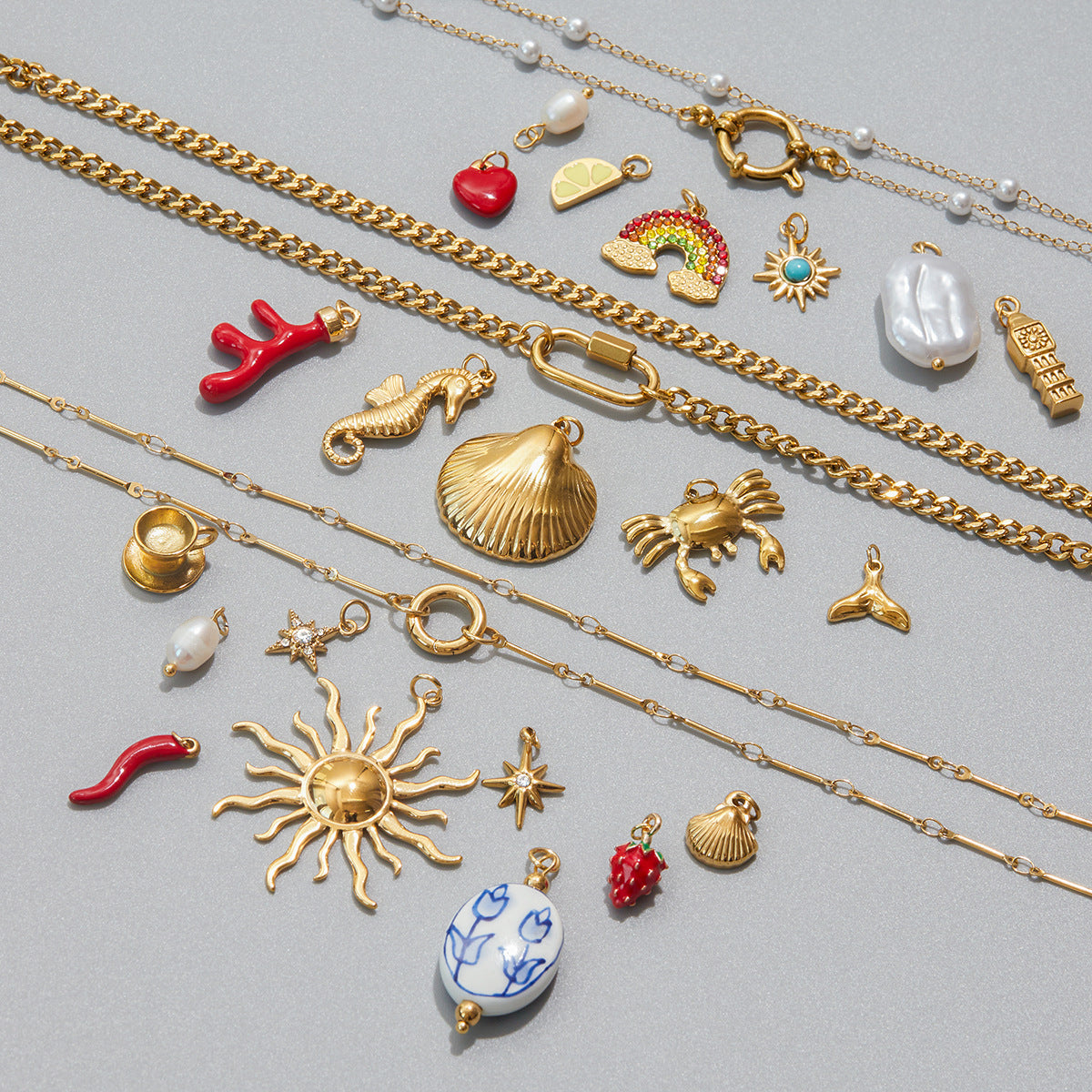 Charm a barra con perle minimalista in acciaio inossidabile per accessori fai-da-te di gioielli da donna