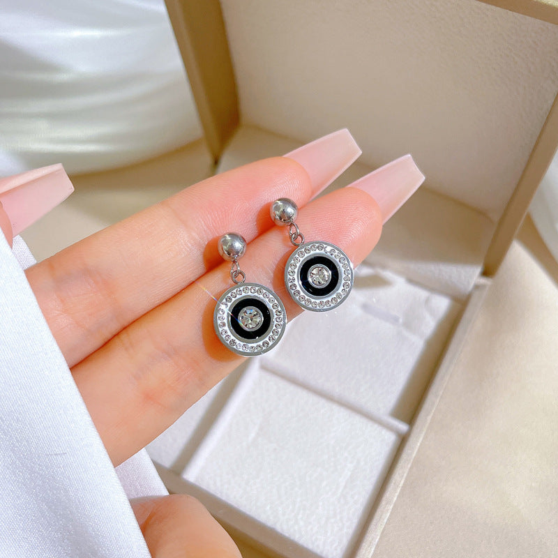 Minimalist Sweet Geometric Titanium Steel Plated Stud Earrings