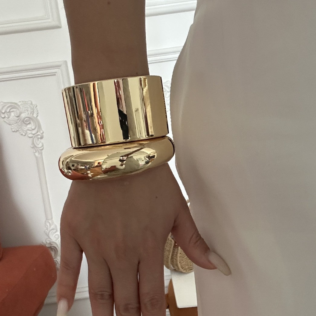 Minimalist Geometric Alloy Plated Cuff Bracelet for Women