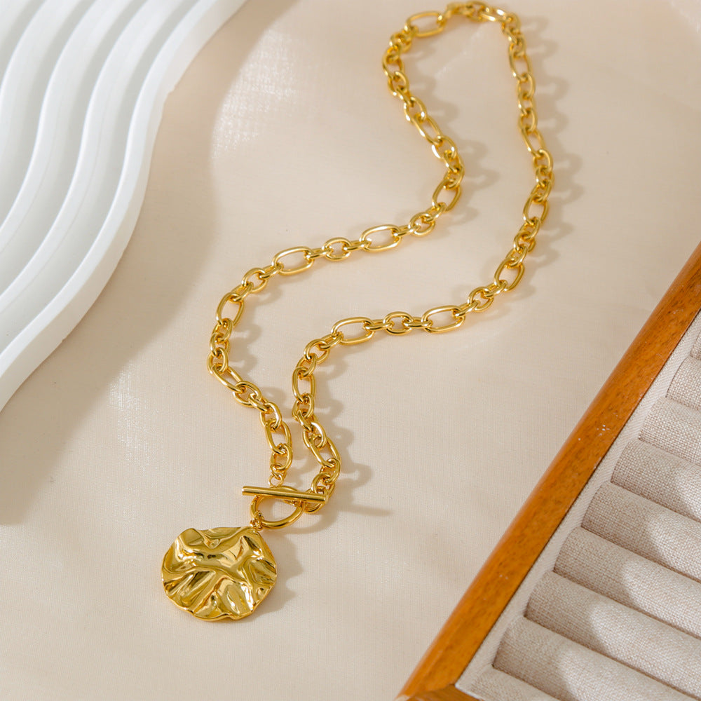 Collana con Pendente a Cuore Irregolare Geometrico in Acciaio Inox Placcato Oro 18K da Donna